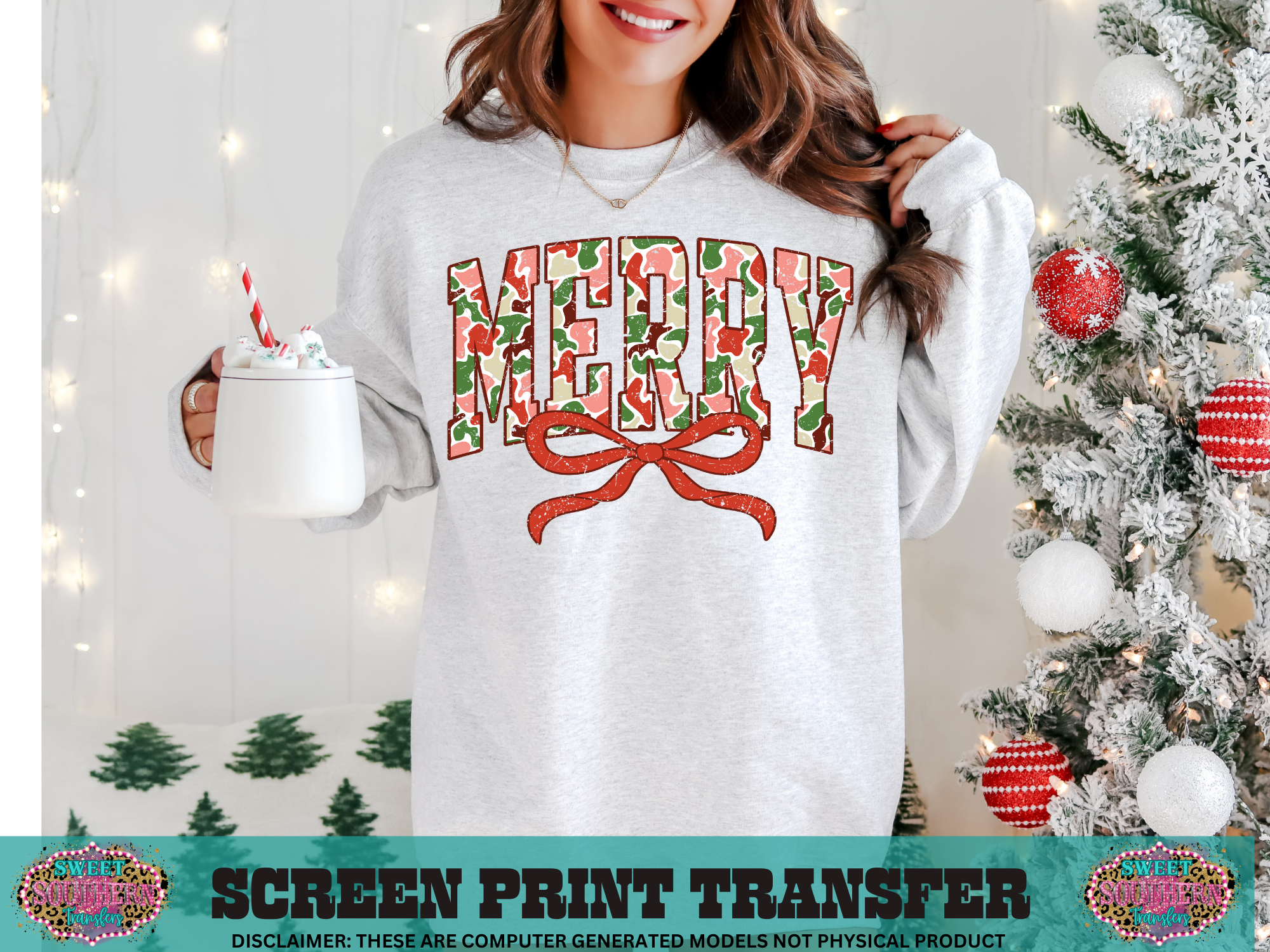 FULL COLOR SCREEN PRINT  -  MERRY CAMO RED