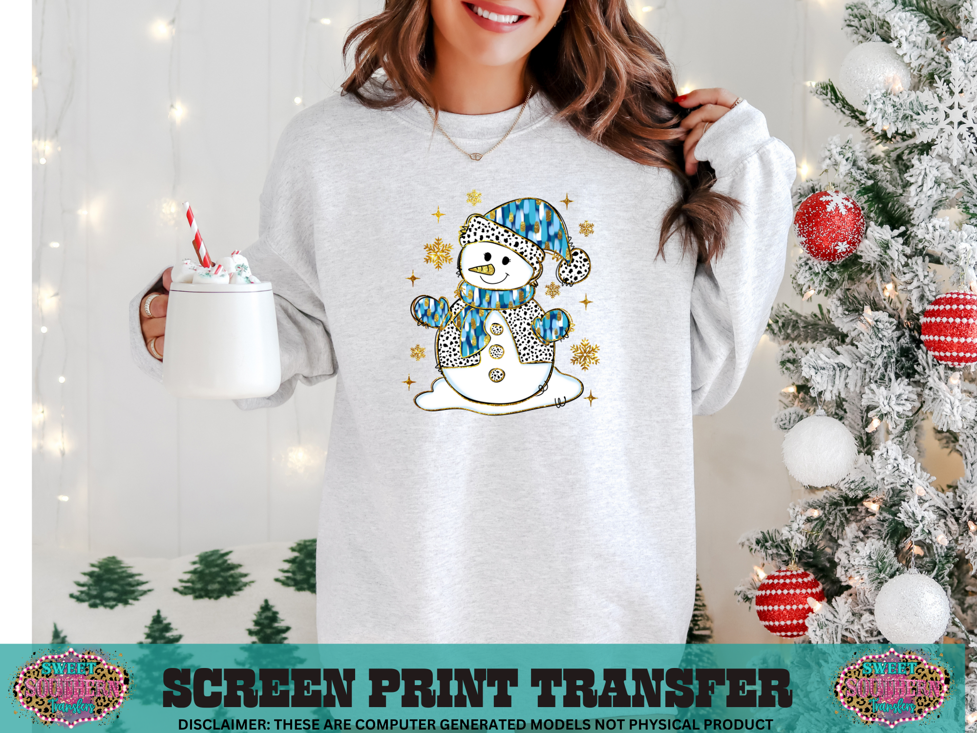 FULL COLOR SCREEN PRINT  - BLUE SNOWMAN