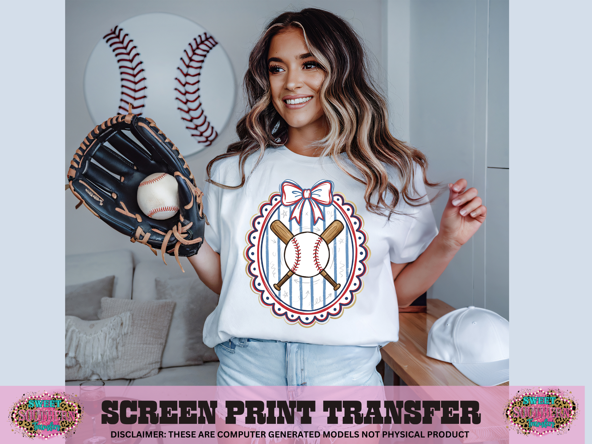FULL COLOR SCREEN PRINT  - BASEBALL CIRCLE