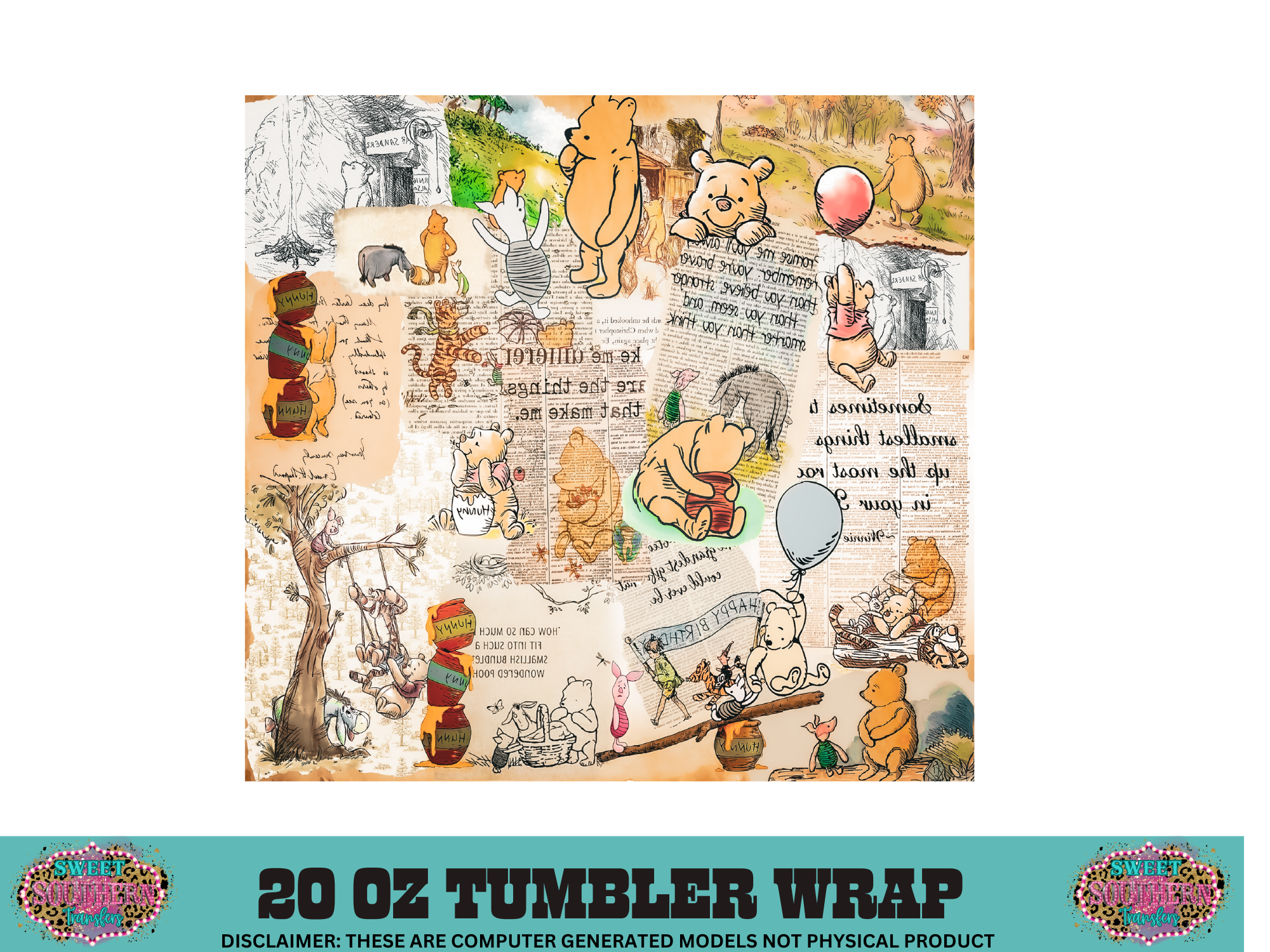 20 OZ SUBLIMATION TUMBLER WRAP - P O O H