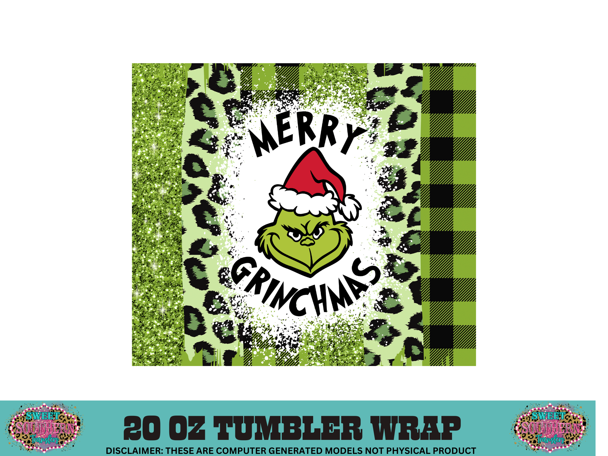 20 OZ SUBLIMATION TUMBLER WRAP - MERRY G MAS CHEETAH