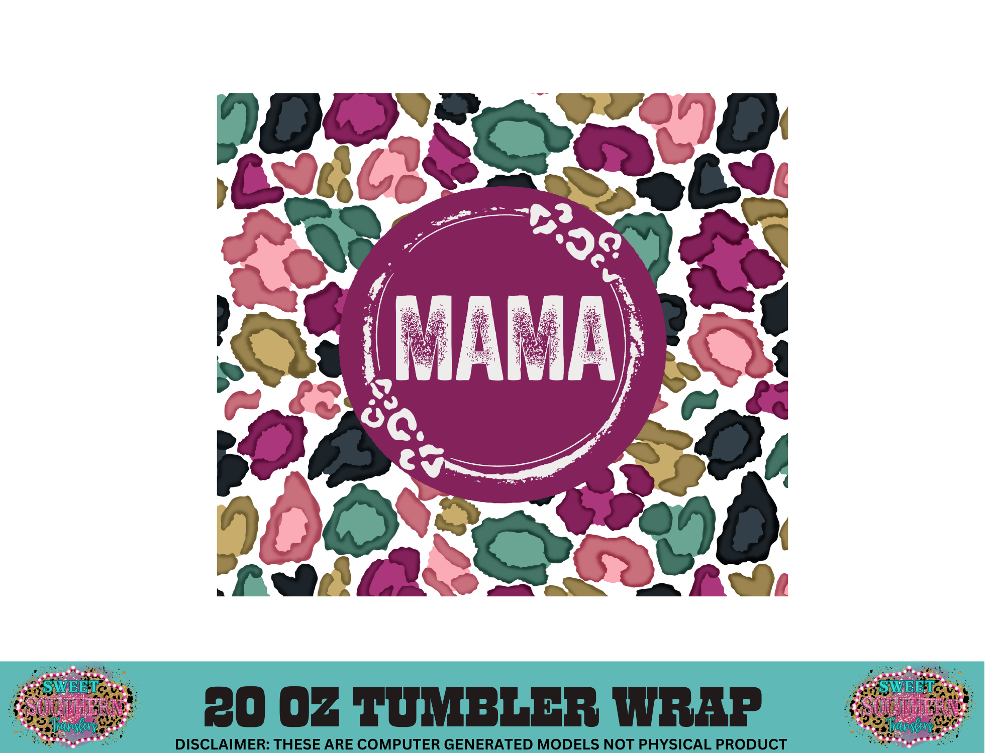 20 OZ SUBLIMATION TUMBLER WRAP - MAMA CHEETAH