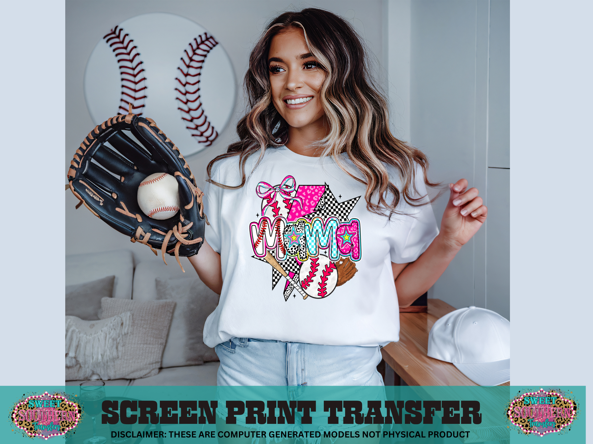 FULL COLOR SCREEN PRINT  - BASEBALL MAMA SPORTS