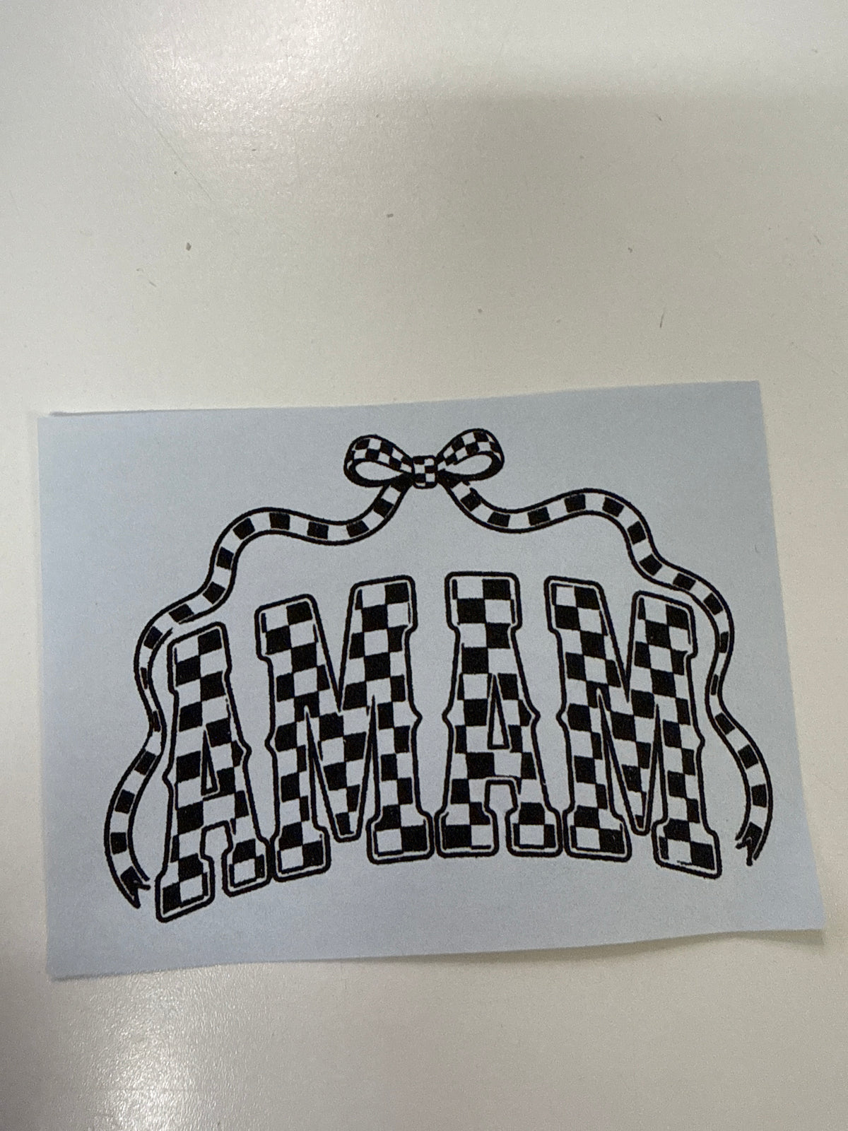 SINGLE COLOR SCREEN PRINT - MAMA CHECKERED BOW