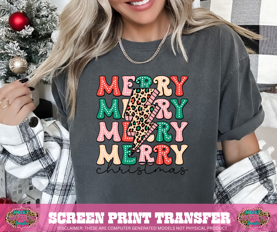 FULL COLOR SCREEN PRINT - MERRY CHRISTMAS STACKED