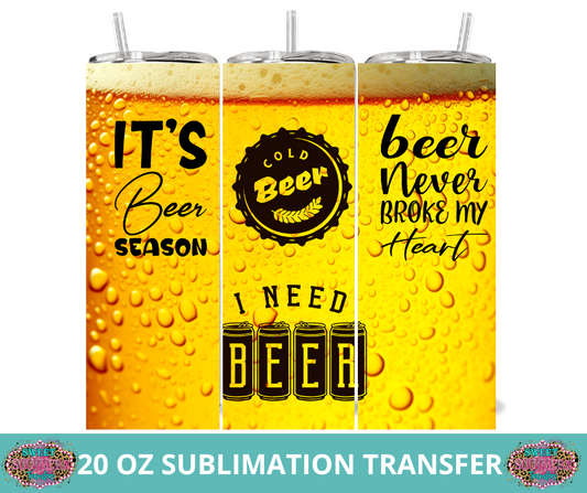 20 OZ SUBLIMATION TUMBLER WRAP -  BEER SEASON