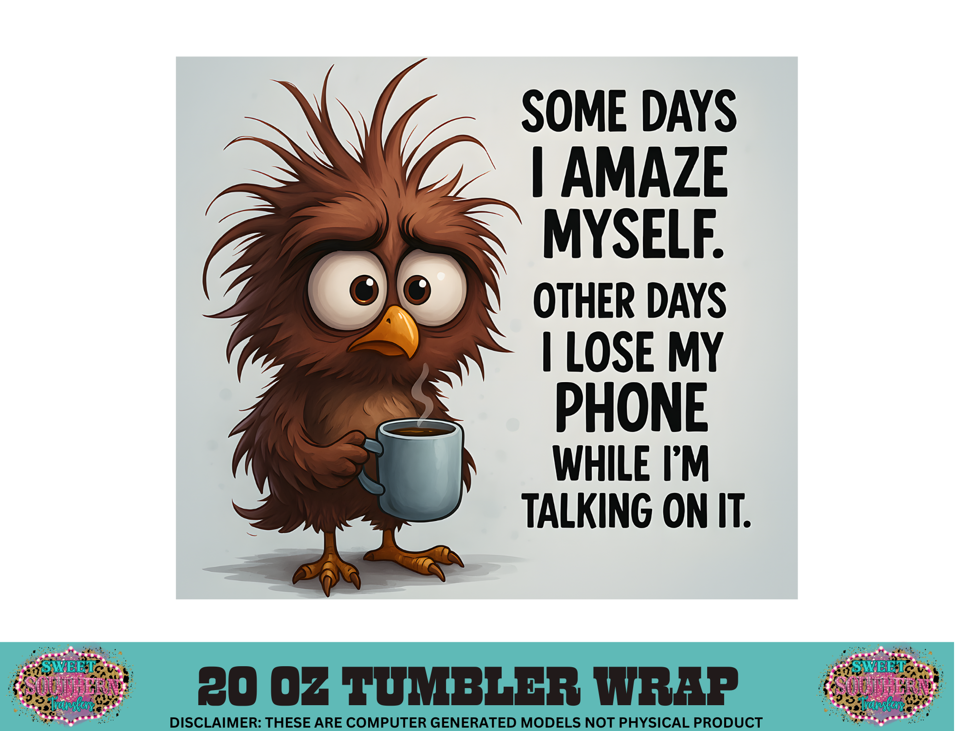 20 OZ SUBLIMATION TUMBLER WRAP - CRAZY OWL