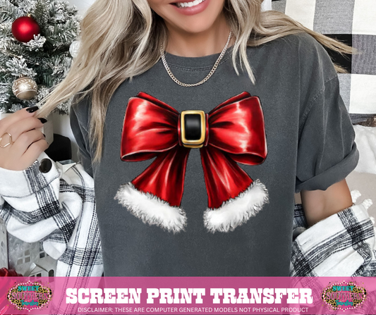 FULL COLOR SCREEN PRINT - CHRISTMAS BOW SANTA