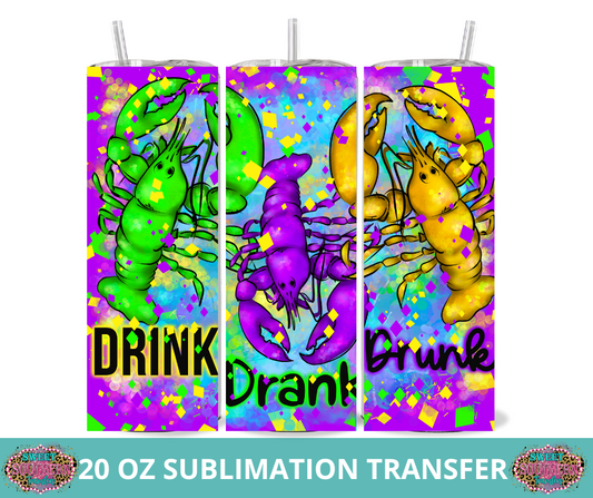 20 OZ SUBLIMATION TUMBLER WRAP -  DRINK DRANK DRUNK FISH