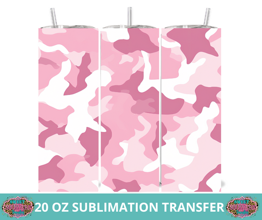 20 OZ SUBLIMATION TUMBLER WRAP -  FULL PINK CAMO