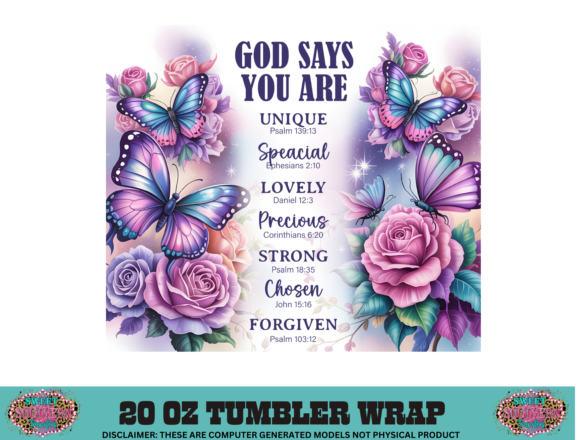 20 OZ SUBLIMATION TUMBLER WRAP - GOD SAYS I AM
