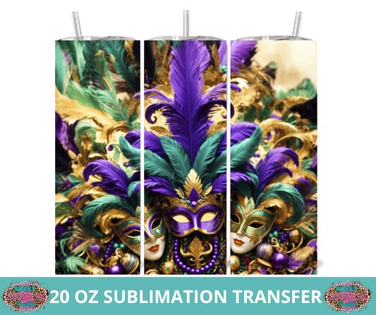 20 OZ SUBLIMATION TUMBLER WRAP -  MARDI G MASK