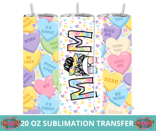 20 OZ SUBLIMATION TUMBLER WRAP -  MOM CANDY HEARTS