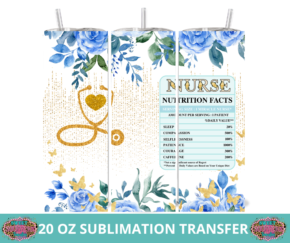 20 OZ SUBLIMATION TUMBLER WRAP -  NURSE FACTS