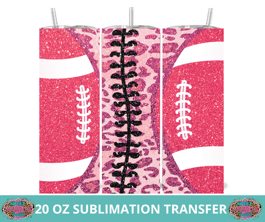 20 OZ SUBLIMATION TUMBLER WRAP -  PINK FOOTBALL