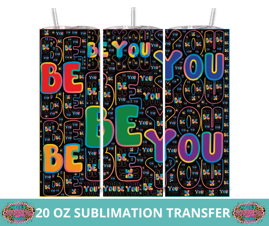 20 OZ SUBLIMATION TUMBLER WRAP -  RAINBOW BE YOU