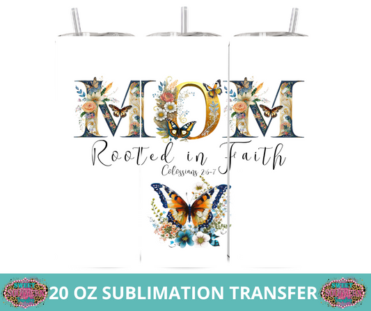 20 OZ SUBLIMATION TUMBLER WRAP -  ROOTED IN FAITH