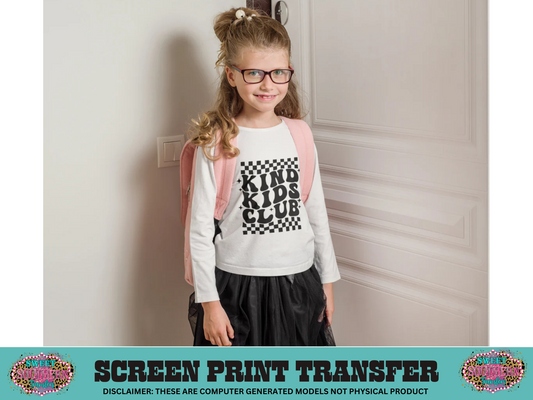 SCREEN PRINT - KIND KIDS CLUB CHECKERD