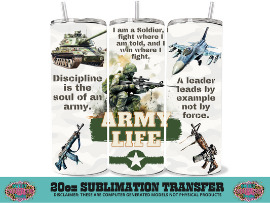 20oz SUBLIMATION TRANSFER - ARMY LIFE