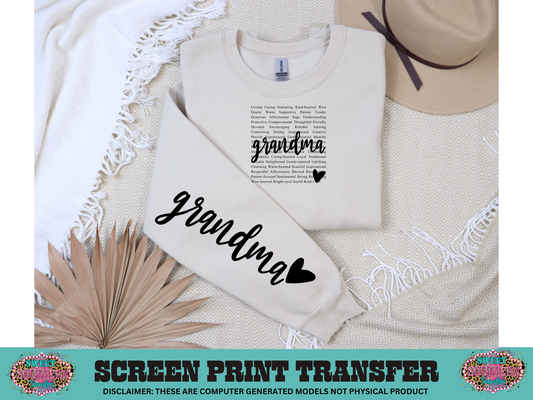 SINGLE COLOR SCREEN PRINT TRANSFER - GRANDMA HEART