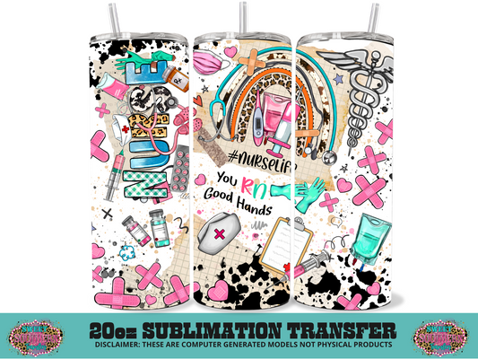 20oz SUBLIMATION TRANSFER - NURSING THINGS COLORFUL