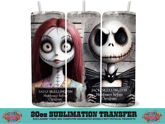 20oz SUBLIMATION TRANSFER - JAIL JACK AND SALLY