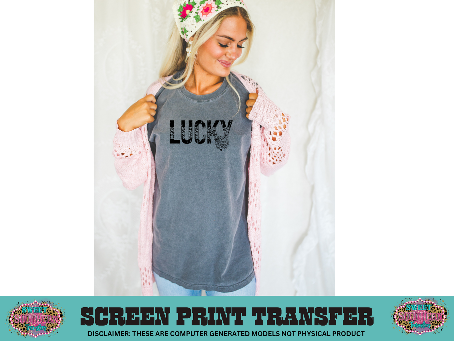 SINGLE COLOR SCREEN PRINT TRANSFER - LUCKY