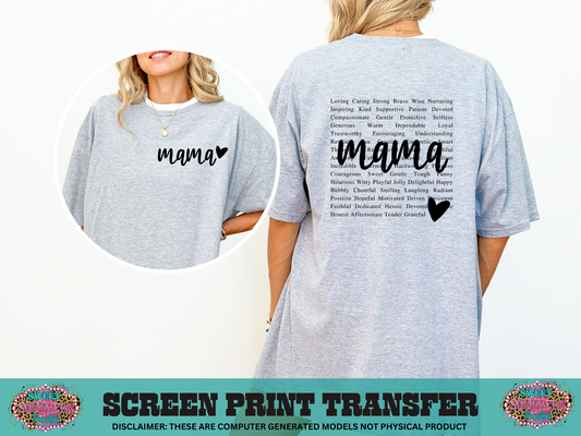 SINGLE COLOR SCREEN PRINT TRANSFER - MAMA HEART