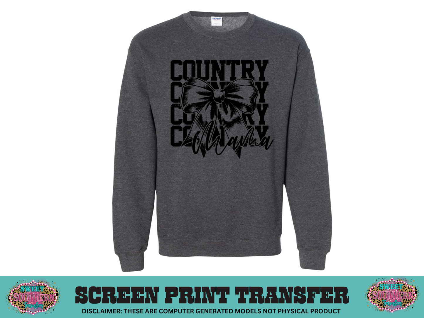 SINGLE COLOR SCREEN PRINT TRANSFER - COUNTRY MAMA