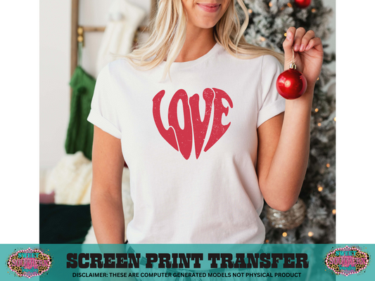 SINGLE COLOR SCREEN PRINT TRANSFER - LOVE