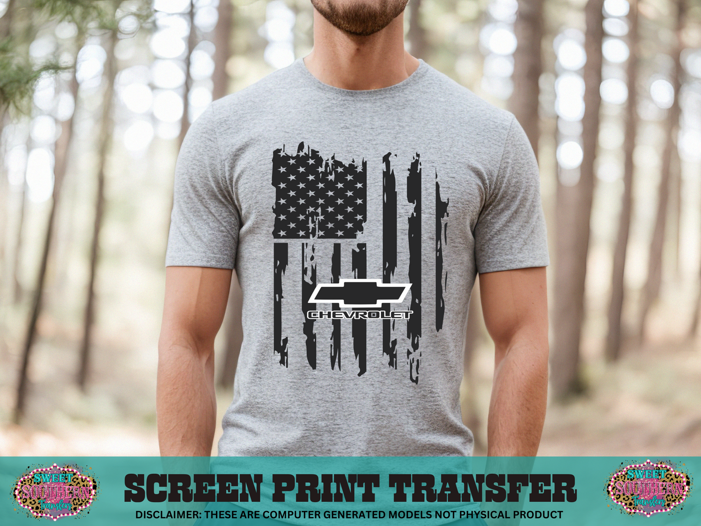 SINGLE COLOR SCREEN PRINT   - CHEVY FLAG