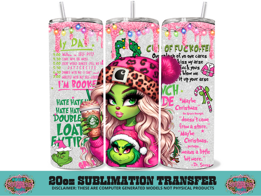 20oz SUBLIMATION TRANSFER - PINK GREEN GIRL