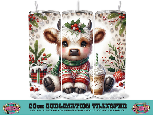 20oz SUBLIMATION TRANSFER - CHRISTMAS BABY HEIFER