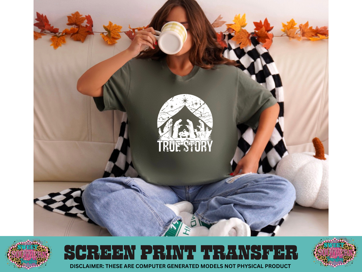 SINGLE COLOR SCREEN PRINT   - TRUE STORY