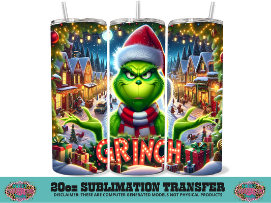 20oz SUBLIMATION TRANSFER - GREEN MAN CHRISTMAS LIGHTS