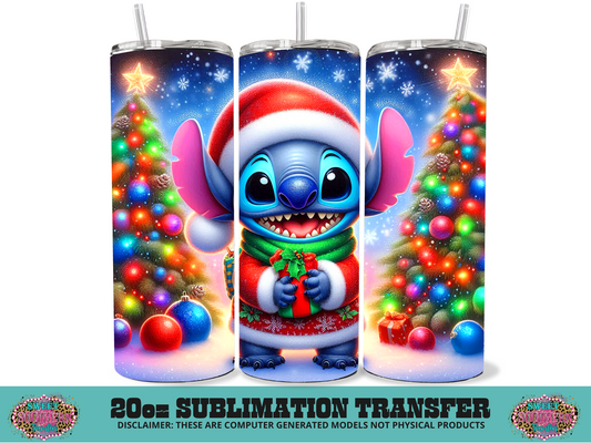 20oz SUBLIMATION TRANSFER - BLUE ALIEN CHRISTMAS