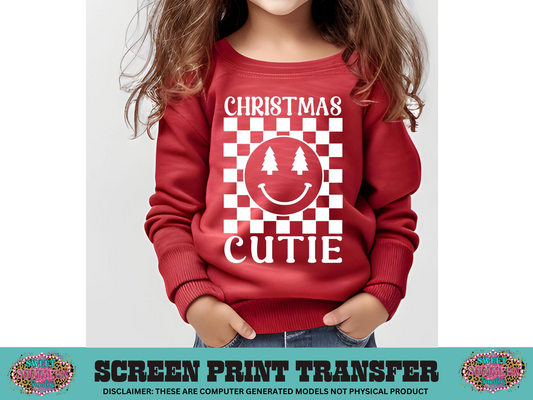 SINGLE COLOR SCREEN PRINT  - CHRISTMS CUTIE CHECKERED SMILEY