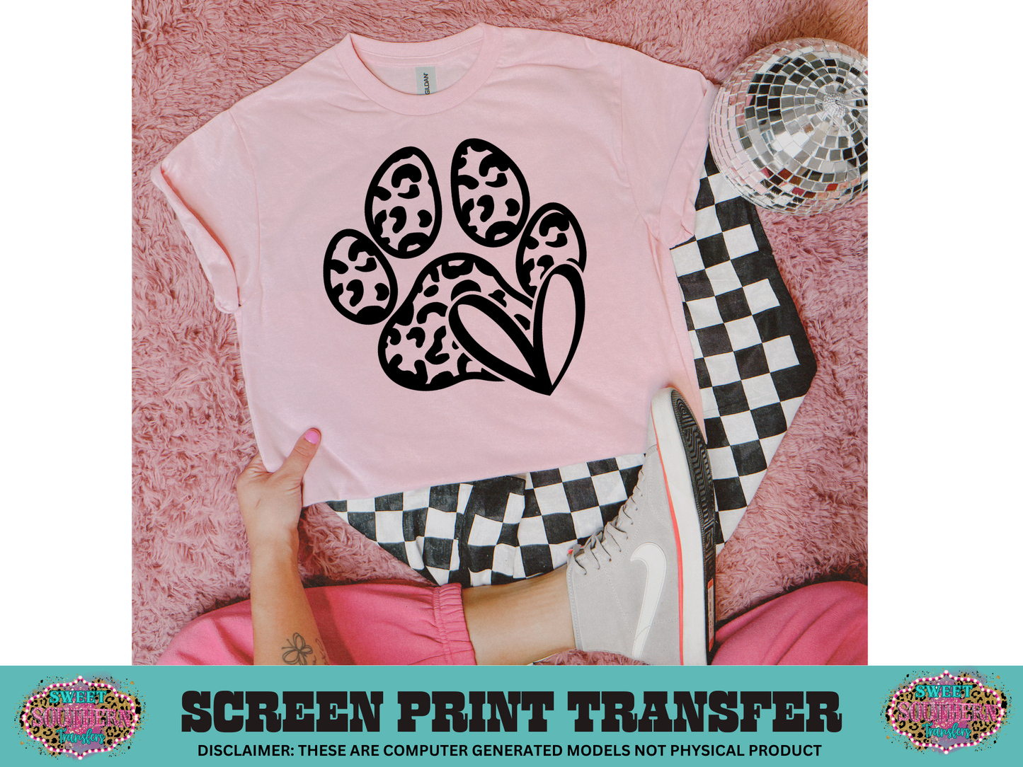 SINGLE COLOR SCREEN PRINT   - PAW HEART