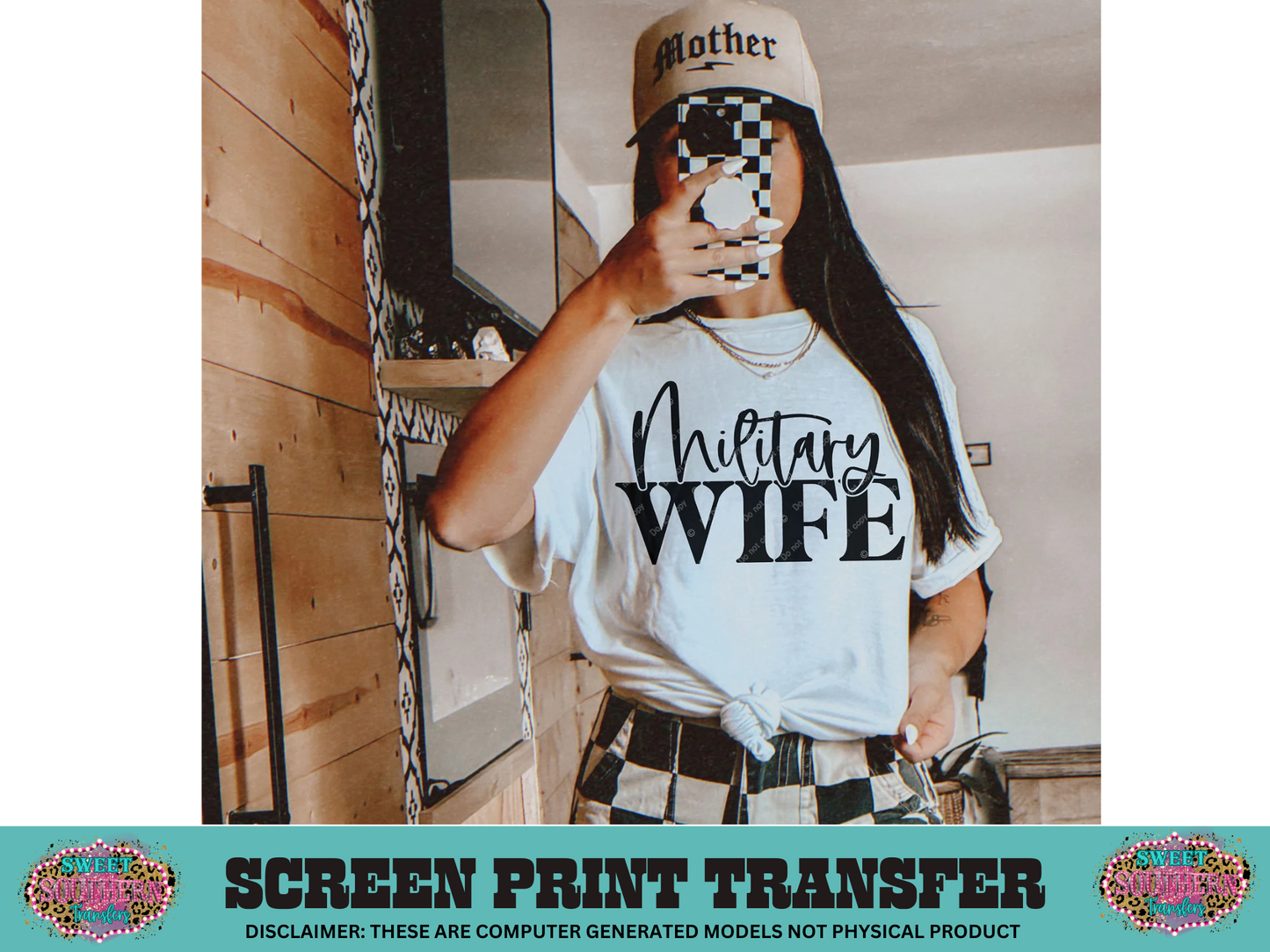 SINGLE COLOR SCREEN PRINT   - MILITARY WIFE