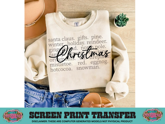 SINGLE COLOR SCREEN PRINT   - CHRISTMAS TYPO