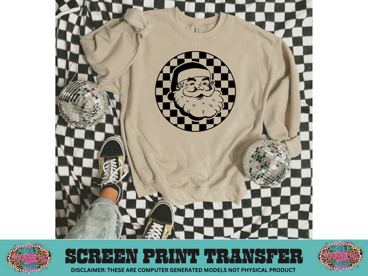 SINGLE COLOR SCREEN PRINT   - SANTA CHECKERED