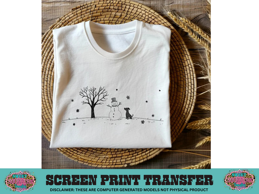 SCREEN PRINT -  SNOWMAN TREE