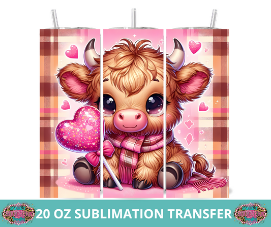 20 OZ SUBLIMATION TUMBLER WRAP -  SHAGGY LOLLIPOP COW