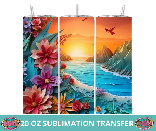 20 OZ SUBLIMATION TUMBLER WRAP -  SUNRISE BIRD