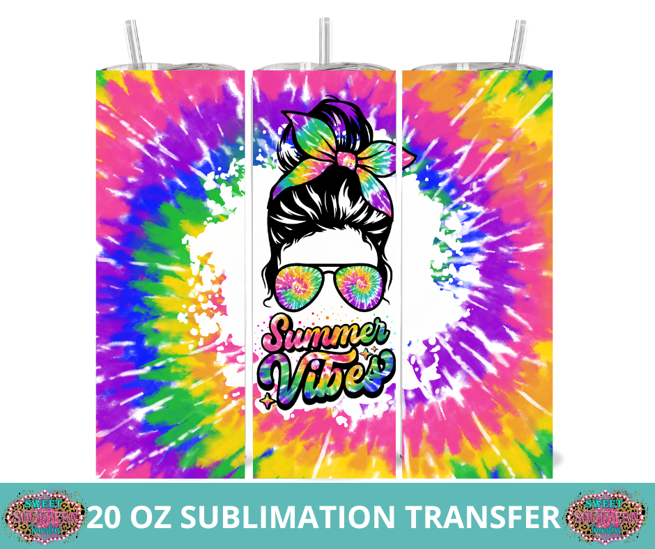 20 OZ SUBLIMATION TUMBLER WRAP -  TIEDYE SUMMER