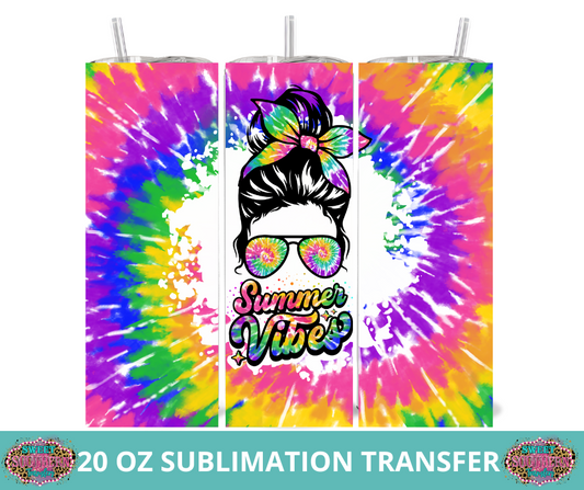 20 OZ SUBLIMATION TUMBLER WRAP -  TIEDYE SUMMER