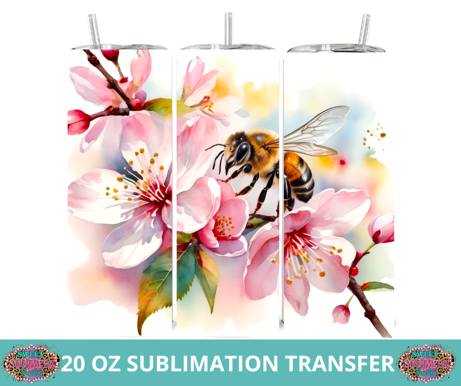 20 OZ SUBLIMATION TUMBLER WRAP -  WATERCOLOR BEE