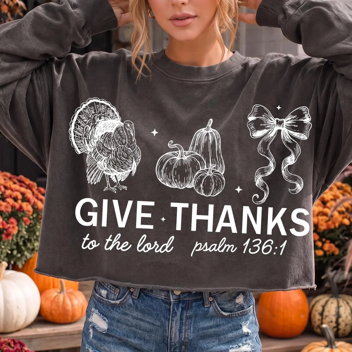 SINGLE COLOR SCREEN PRINT - GIVE THANKS (BLACK NOT WHITE)