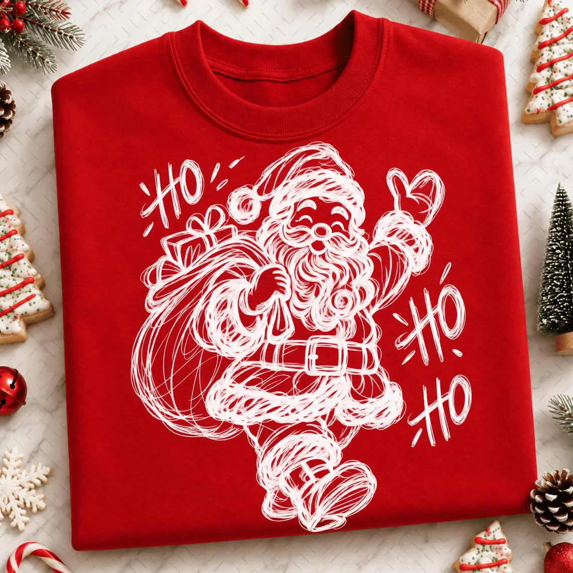 SINGLE COLOR SCREEN PRINT - HO HO HO (BLACK NOT WHITE *POCKET*)