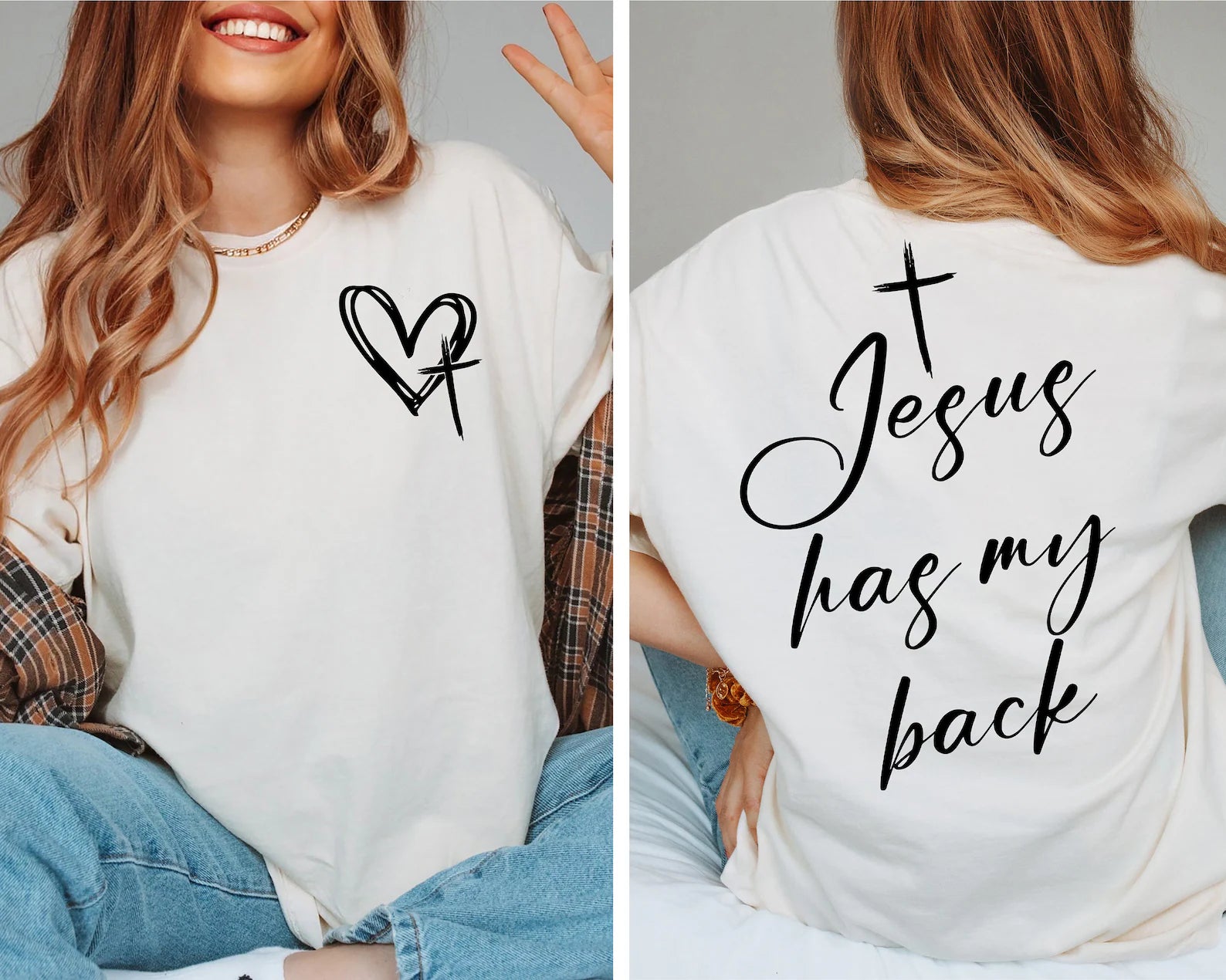 SINGLE COLOR SCREEN PRINT - JESUS HAS MY BACK